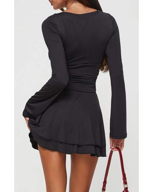 canino long sleeve mini dress black boohoo Women's Cowl Long Sleeve Mini Dress in Black | Size: 14