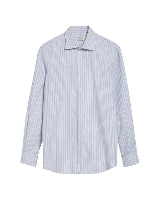 Massimo Alba White Genova Classic Stripe Cotton Button-Up Shirt for men