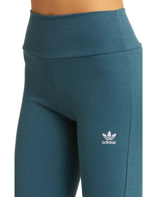adidas Originals Essentials Rib Flare leggings in Blue | Lyst
