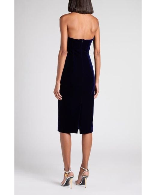 Tom Ford Black Strapless Plunge Neck Stretch Velvet Cocktail Dress