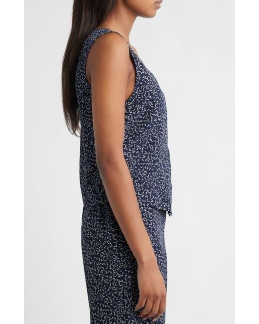 Bobeau Blue Print Button-Up Vest
