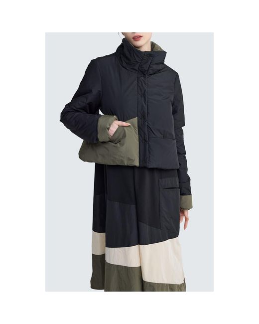 Luukaa Blue Delora Cropped Panel Coat