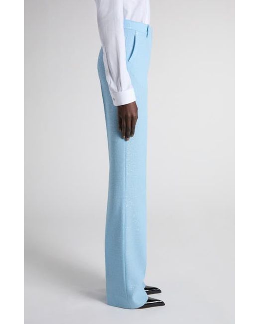 Tom Ford Blue Tailored Sequin Wool Blend Crepe Straight Leg Pants
