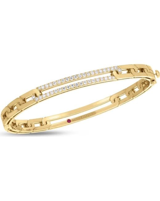 Roberto Coin Metallic Navarra Diamond Pavé Extended Link Bangle Bracelet