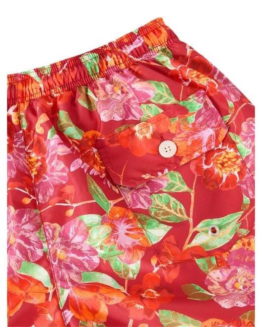 Robert Talbott Red Connery Drawstring Swim Trunk for men