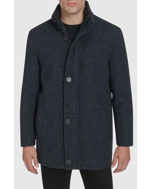 Andrew Marc Black Dorsey Plaid Wool Blend Car Coat for men
