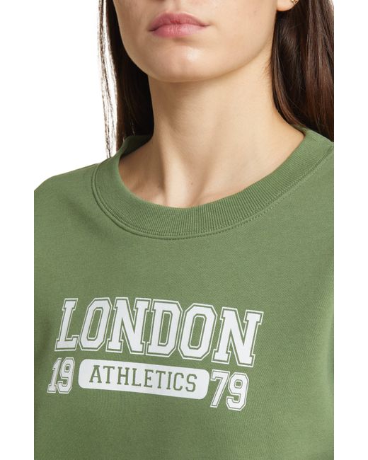 GOLDEN HOUR Green London Athletics Fleece Varsity Sweatshirt