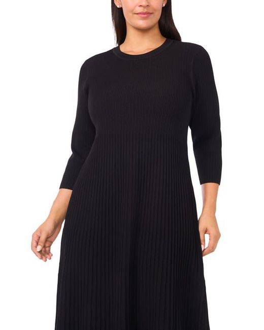 Halogen Women's Black Rib Fit & Flare Sweater Dress