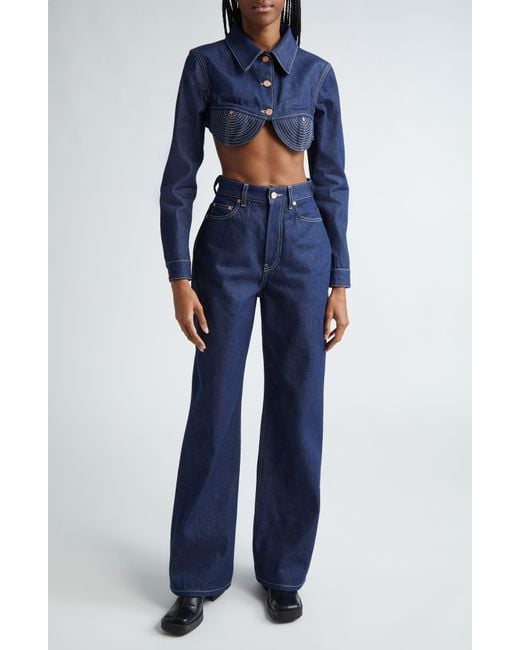 Jean Paul Gaultier Blue The Conical High Waist Loose Fit Jeans