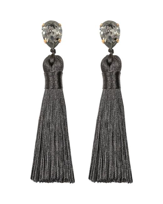 Jennifer Behr Black Francine Silk Tassel Drop Earrings