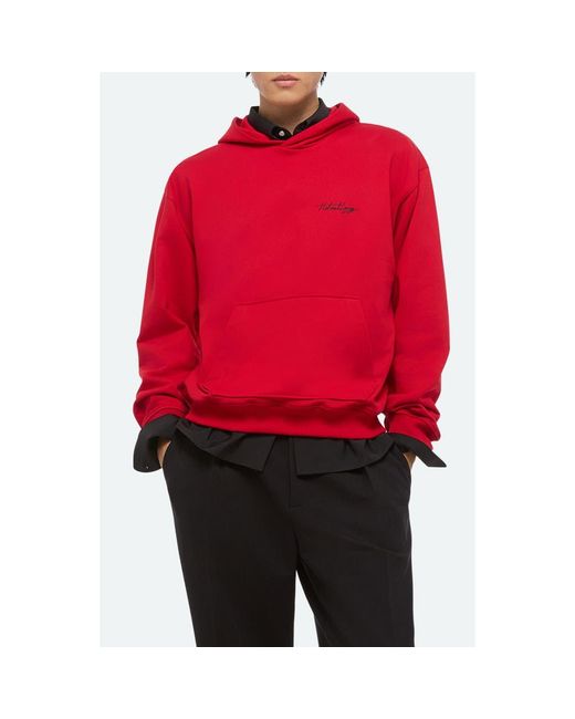 Helmut Lang Red Sketch Compact Cotton Graphic Hoodie for men