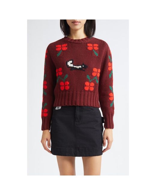 Bode Red Skunk Royal Alpaca Sweater