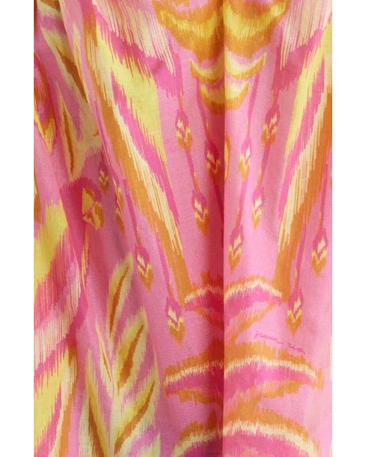 Farm Rio Red Pineapple Tapestry Tie Neck Top