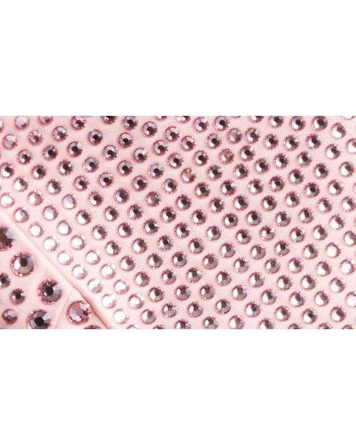 Area Pink Star Asymmetric Crystal Embellished Crop Top