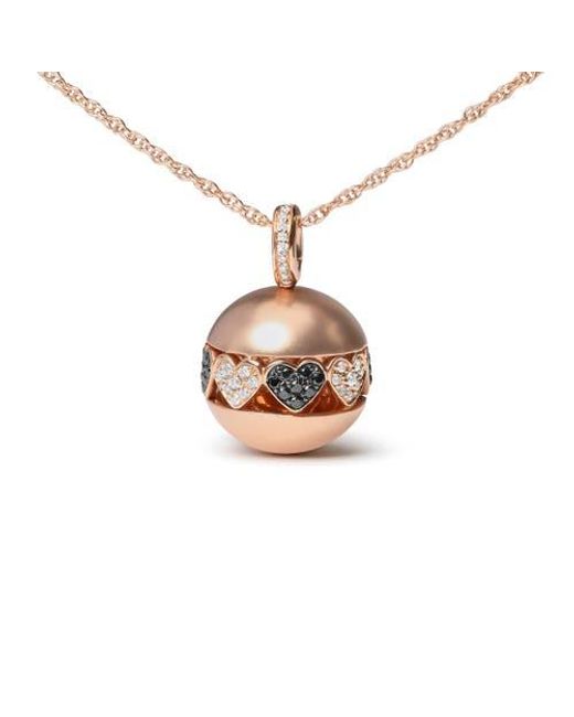 Haus of Brilliance Metallic 18K 3/8 Cttw Diamond Ball With Filigree Heart & Cluster Pendant Necklace