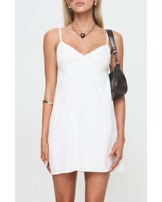 Princess Polly White Lunya Lace Trim Recycled Cotton Minidress