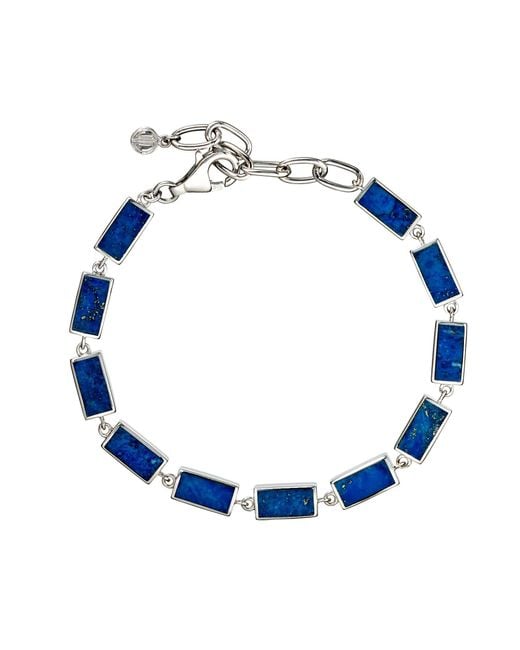 Jan Leslie Blue Dash Rectangle Link Bracelet for men