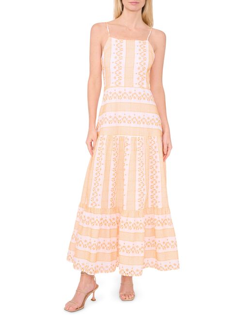 Cece Pink Eyelet & Embroidery Maxi Dress