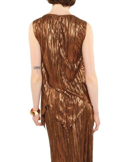 Anna Sui Natural Fortuny Pleats Sleeveless Top