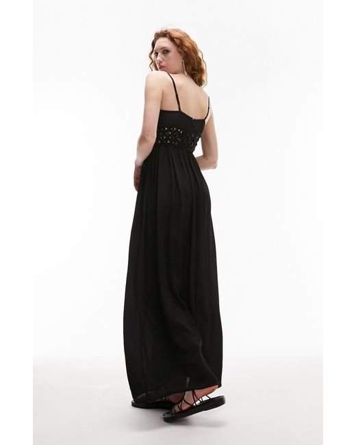 TOPSHOP Beaded Waist Maxi Dress in Black | Lyst