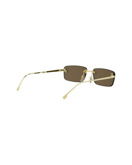 Fendi Brown First Crystal 54Mm Rimless Rectangular Sunglasses