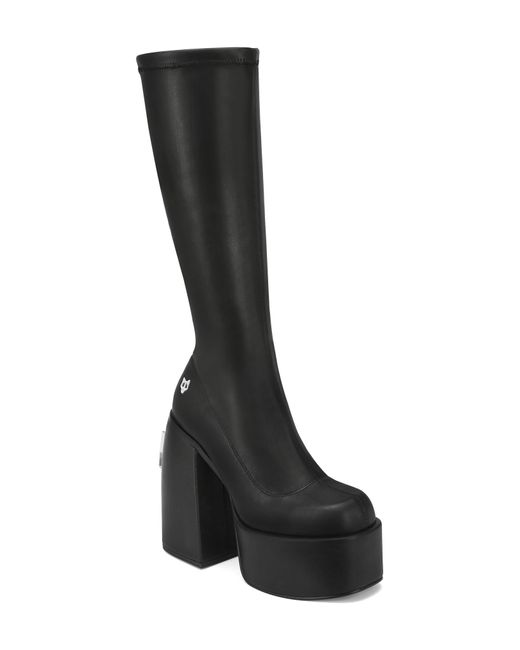 Naked Wolfe Black Spice Faux-leather Knee-thigh Heeled Boots