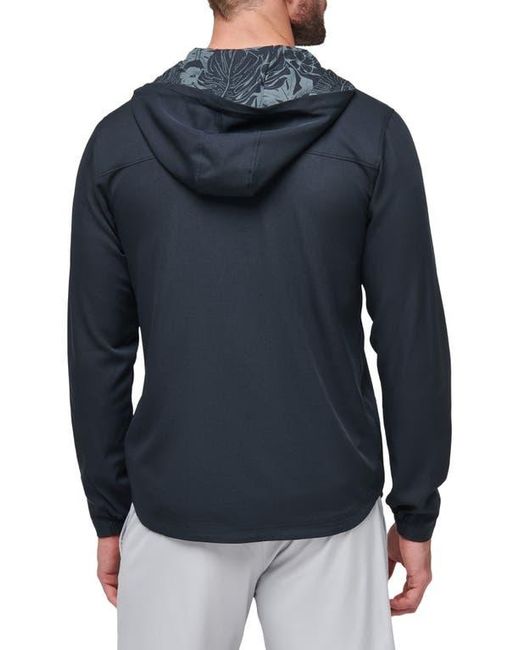 Travis Mathew Blue Hooded Quarter Zip Pullover for men