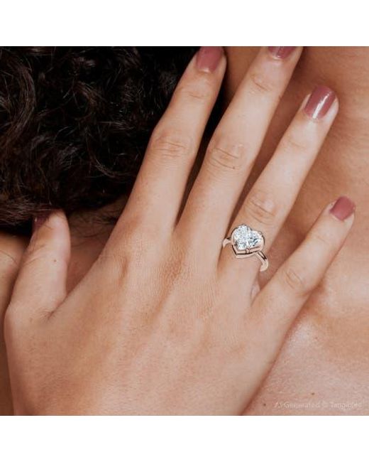 Bliss Diamond Multicolor Certified 2 1/2Ct Heart Diamond Button Engagement Ring 14K Or Pt Lab Grown