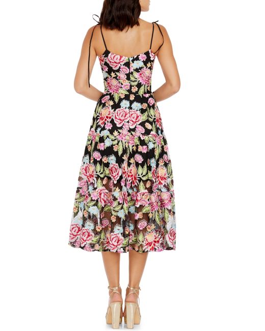 Dress the Population Multicolor Dream Floral Embroidered Lace Midi Dress