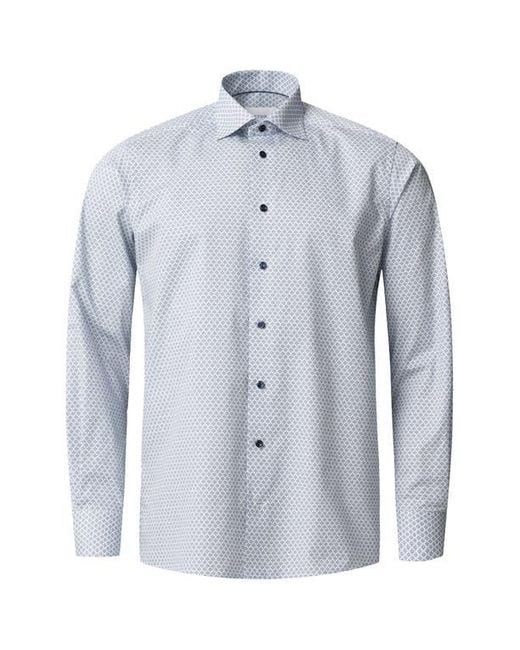 Eton of Sweden Gray Contemporary Fit Geometric Print Cotton Dress Shirt for men
