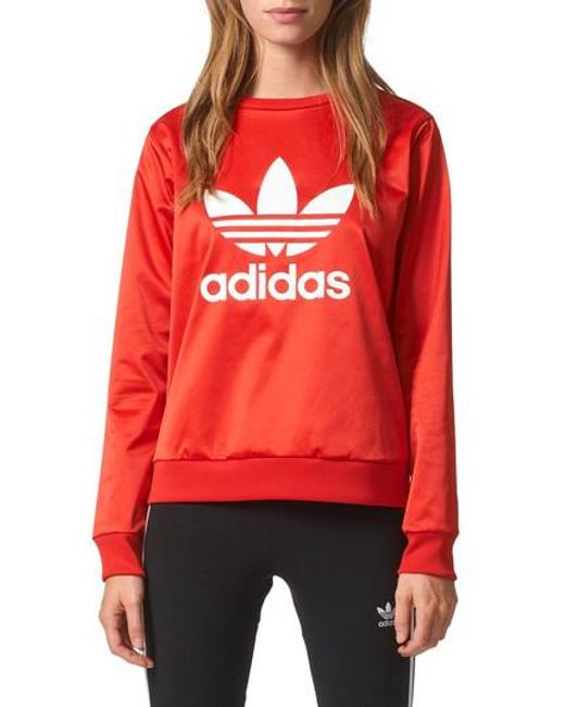 Lyst - Adidas Trefoil Crewneck Sweater in Red