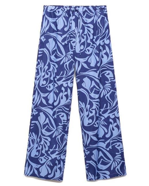 Mango Blue Two-Tone Print Cotton Pants