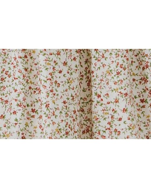 English Factory Natural Floral Ruffle Tiered Midi Dress
