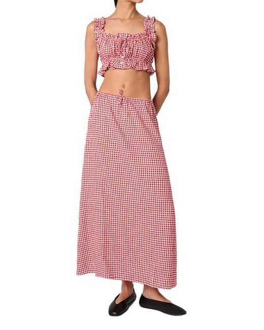 WeWoreWhat Red Ruffle Button Up Crop Top