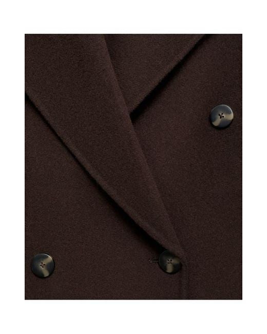 Mango Brown Picarol Double Breasted Wool Blend Coat