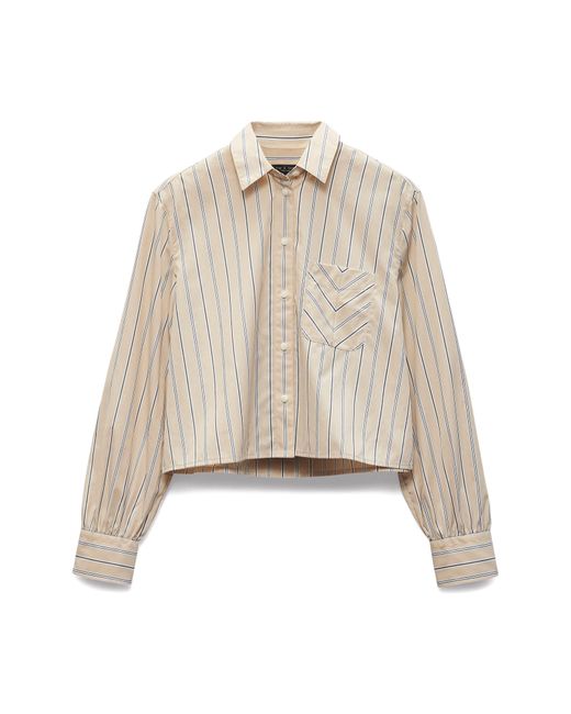 Rag & Bone Natural Maxine Stripe Crop Button-up Shirt