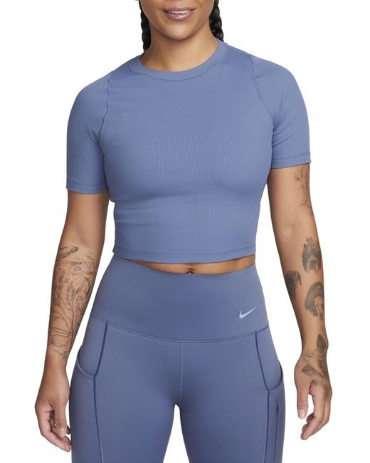 Nike Blue Essential Rib Crop T-shirt