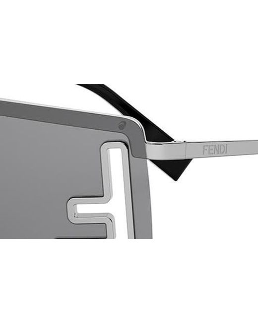 Fendi Gray Sport Rectangular Sunglasses