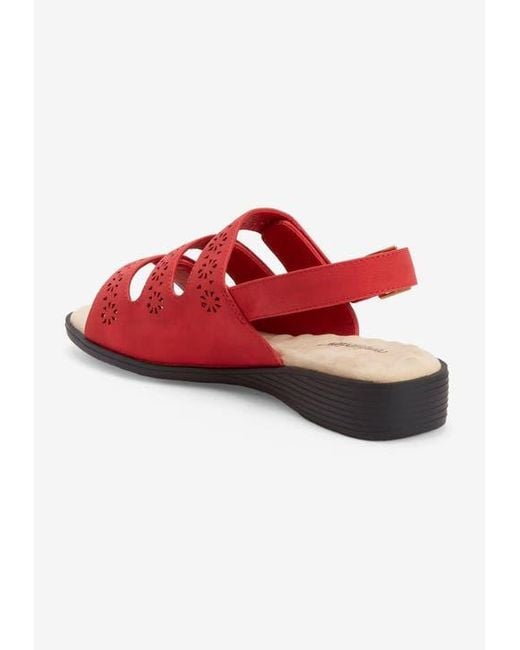 Comfortview Red The Sutton Suede-Like Adjustable Sandal
