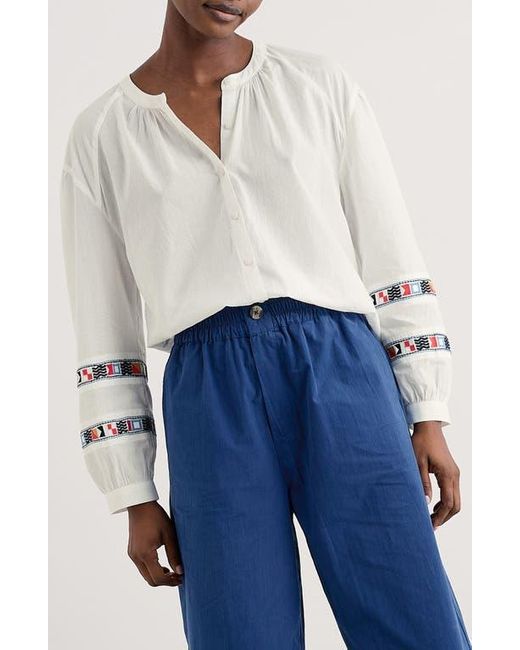 Seasalt Cornwall Blue Weaving Sea Organic Cotton Peasant Shirt