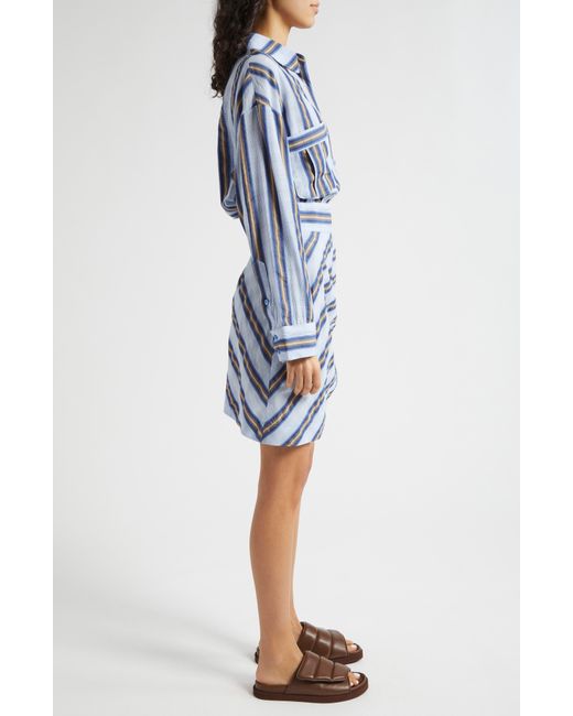 Smythe Blue Stripe Long Sleeve Mini Shirtdress