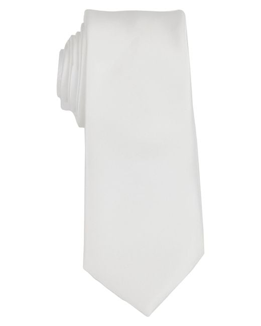 Brooklyn Brigade White Solid Satin Tie for men