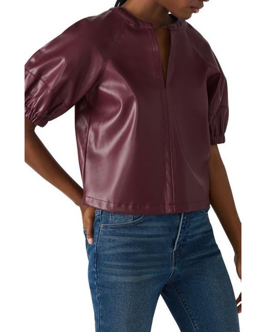 Steve Madden Purple Roxanne Short Sleeve Faux Leather Top