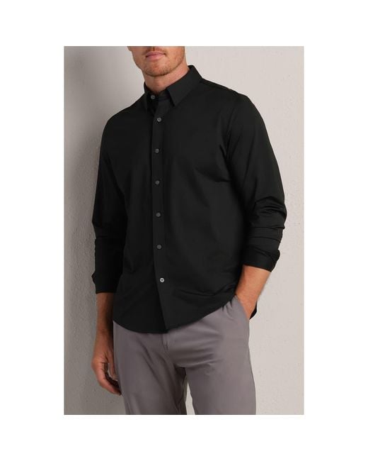 Rhone Black Commuter Classic Fit Stretch Button-Up Shirt for men