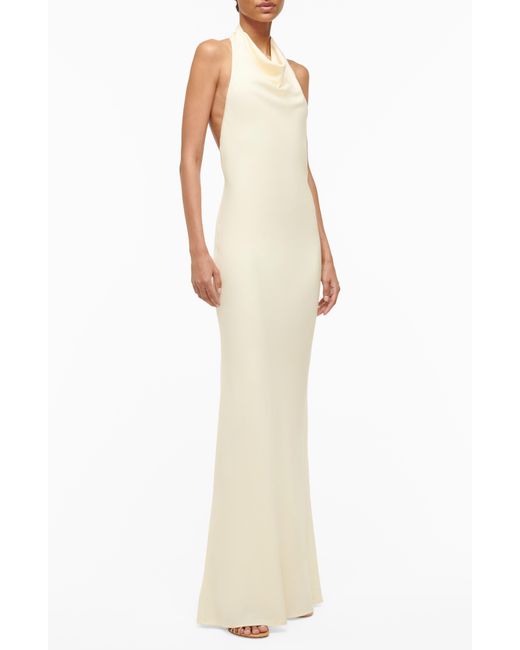 Staud White Cowl Neck Gown