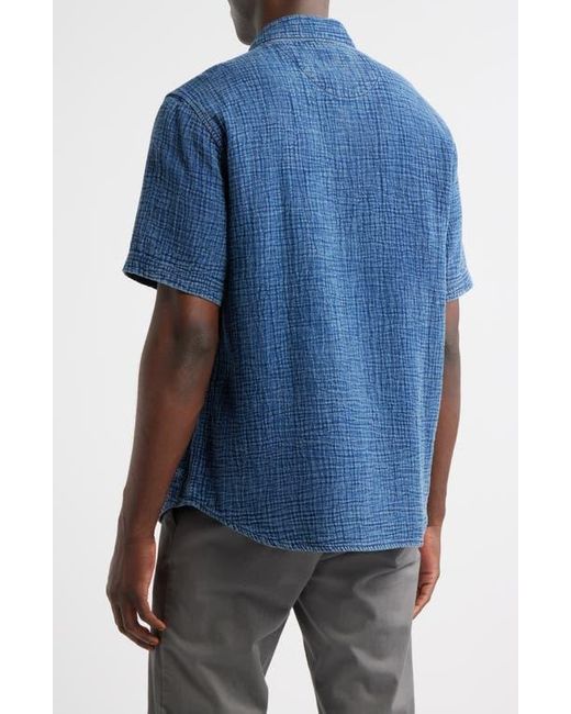 Tommy Bahama Blue Beachside Cruiser Crinkled Short Sleeve Cotton Button-Up Shirt for men