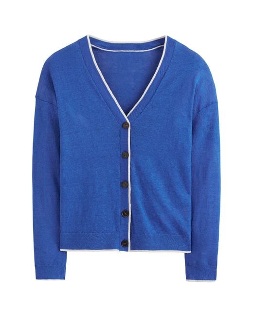 Boden Blue maggie Tipped Linen Cardigan