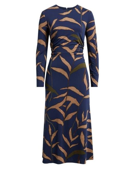 Julia Jordan Blue Abstract Print Long Sleeve Midi Dress