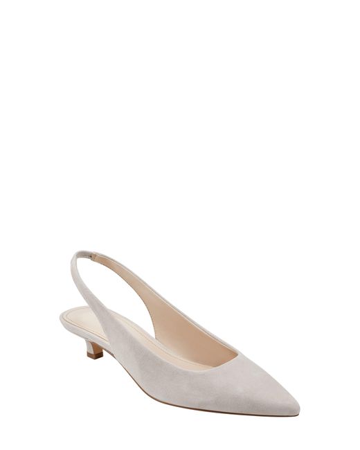Marc Fisher Posey Kitten Heel Slingback Pump in White | Lyst