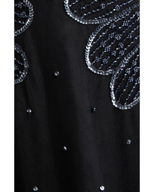 Pisarro Nights Women's Black Beaded Sleeveless Chiffon Dress